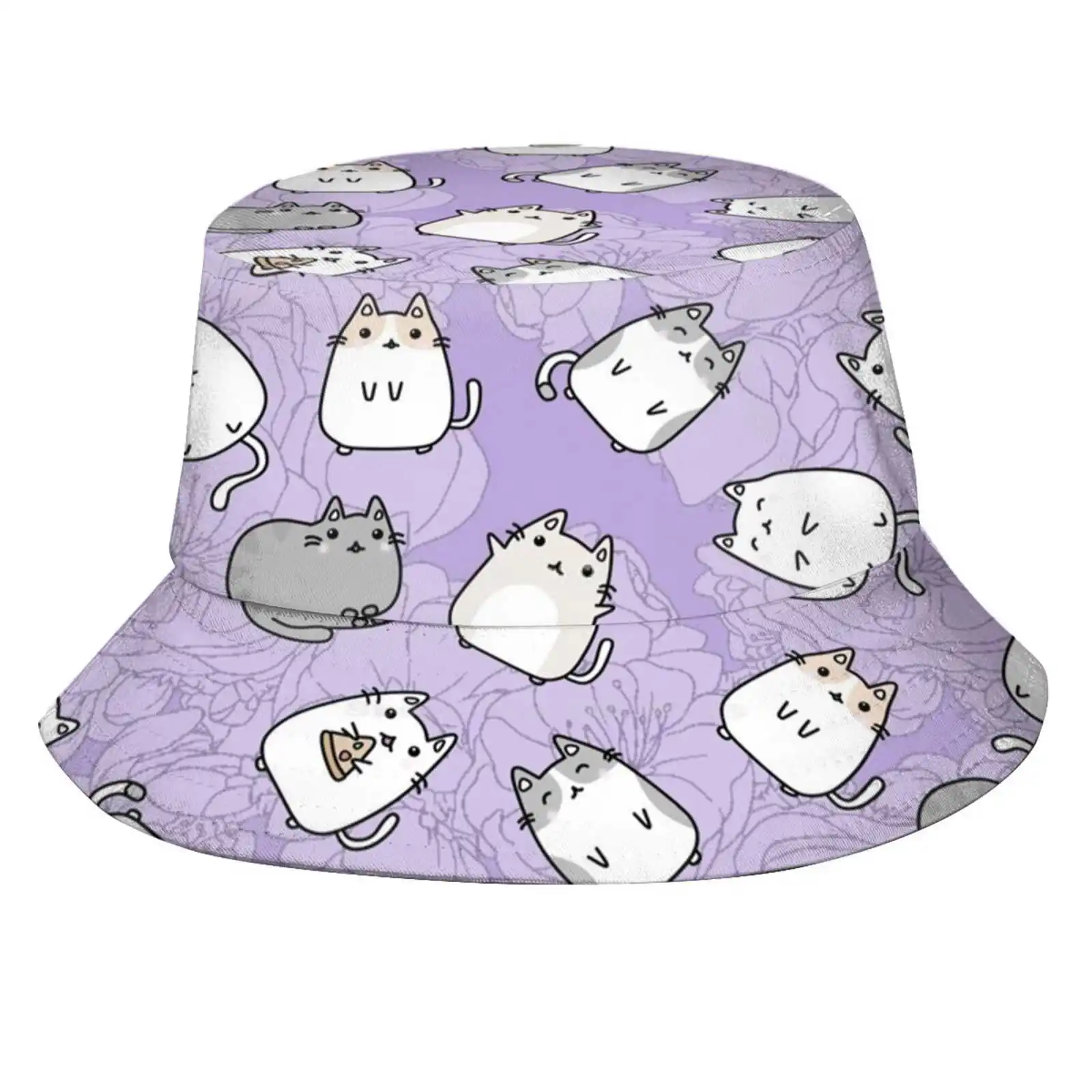 

Cute Kawaii Cats Cat Pattern Flat Top Breathable Bucket Hats Cute Kawaii Pastel Cream Pink Unicorn Rainbow Cat Kitten Artbybee7