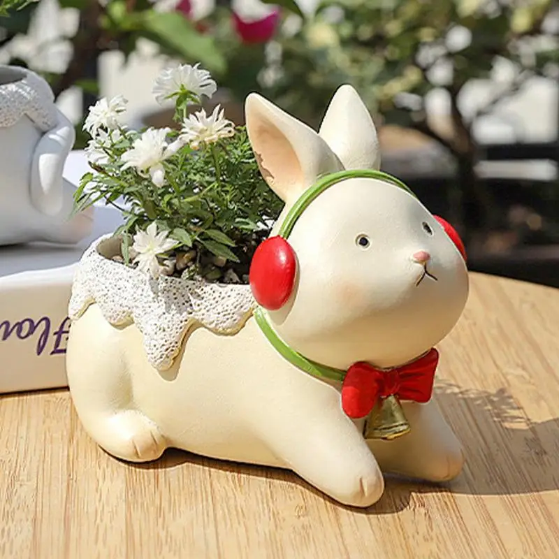 

Цветочный горшок с мультяшными кроликами, настольный горшок для цветов, садовый горшок для суккулентов, каучуковая ваза, горшок для растени...