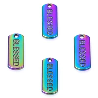 15 piecesbatch rainbow color letter square character brand blessing zinc alloy pendant charms jewelry making accessories diy m