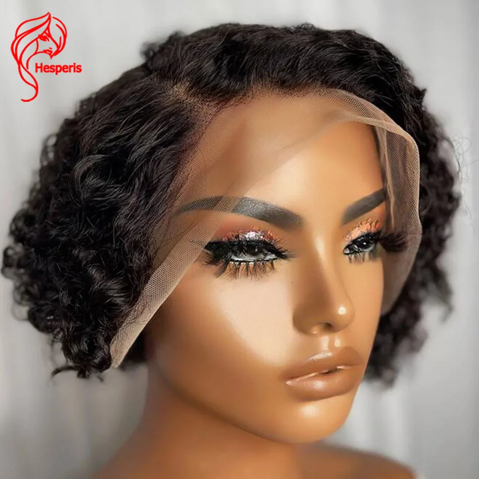 Hesperis Curly Bob Lace Front Wigs 13x6 Прозрачные парики из натуральных волос на кружеве