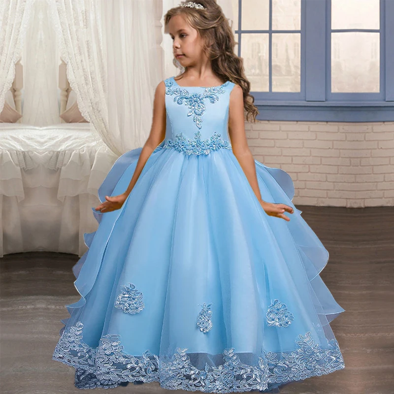 

2022 элегантное вечернее платье с цветами для девочек, белое платье подружки невесты для девочек, платье принцессы на выпускной, бальное плат...