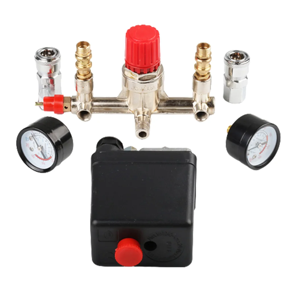 

220V/380V Air Compressor Pressure Pump Switch Control Manifold Relief Regulator 90-125psi Pressure Gauge Control Valve