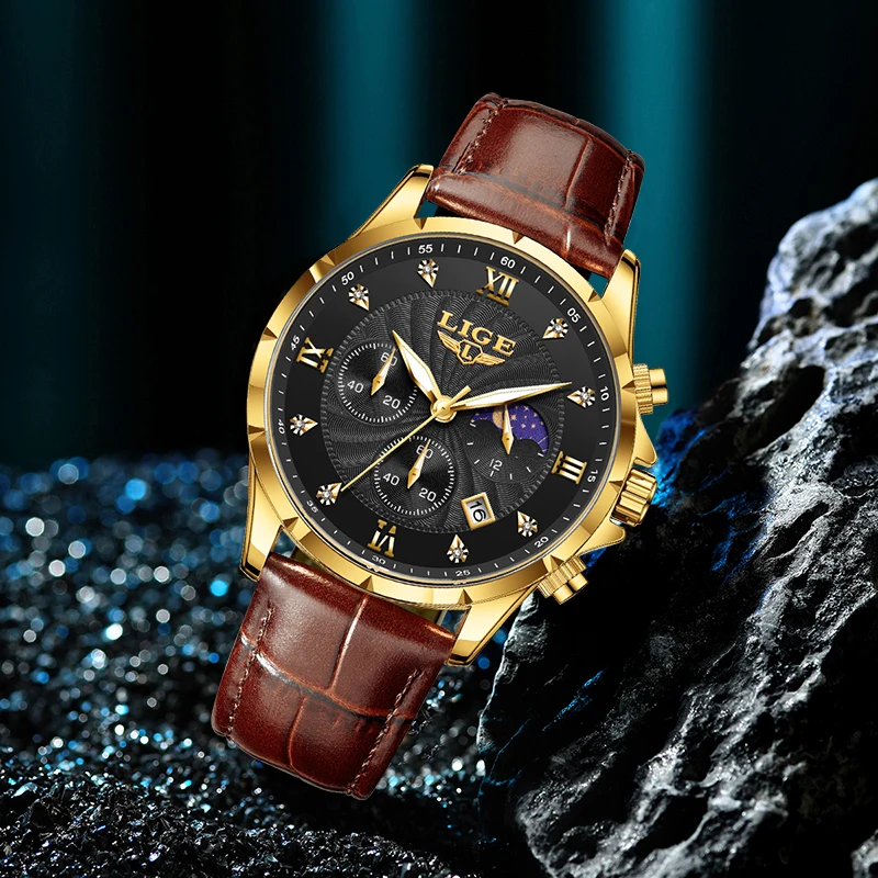 Новые модные роскошные кварцевые мужские часы LIGE повседневные спортивные с