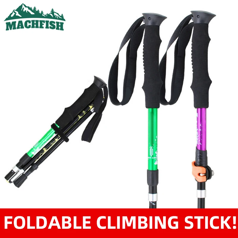 

MachFish Alpenstock Climbing 5 knots Ultralight Folding Trekking Pole Portable Anti Shock Snow Walking Stick Outdoor Alpenstocks