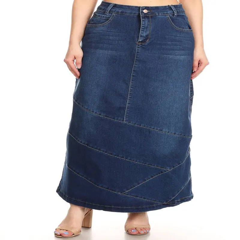 

Женская длинная джинсовая юбка-карандаш с высокой посадкой