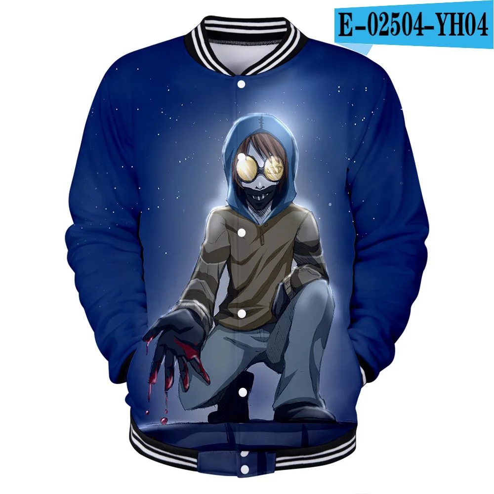 

Wen Clothes Creepy Pasta Creepypasta Baseball Jacket Men Bomber Jacket Outerwear Streetwear Baseball Uniform Casual Sportswear
