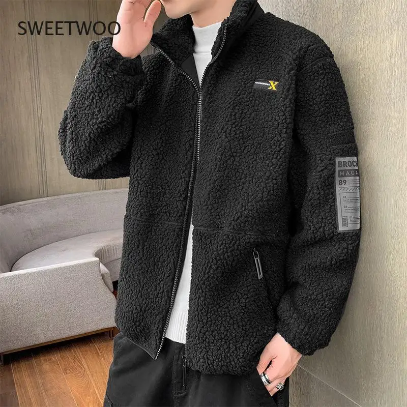 Korean Version of The New Autumn and Winter Men's Jacket Tooling Solid Color Polar Fleece All-match Outdoor Casual Jacket