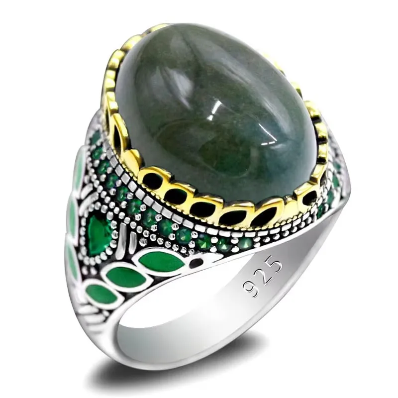 S925 мужское кольцо из чистого серебра ручной работы натурального индийского