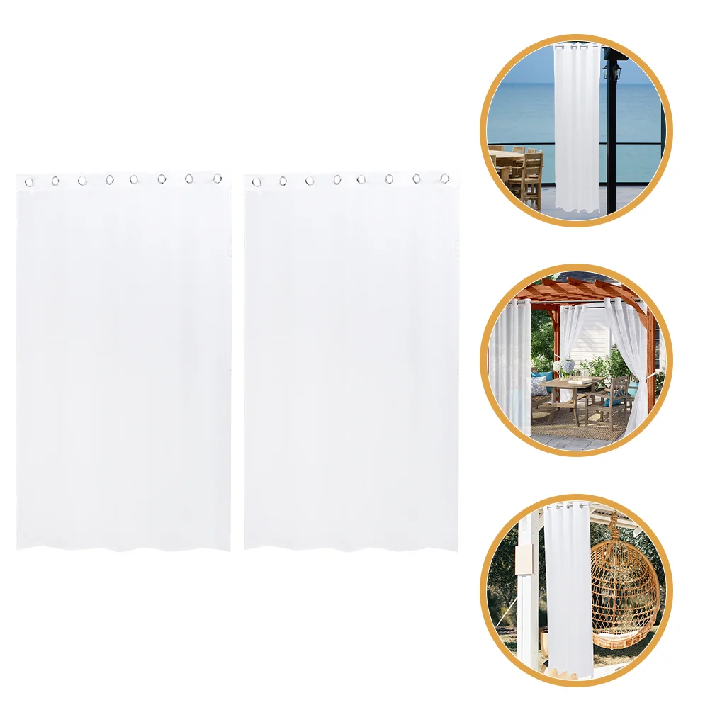 

2 Pcs Outdoor Waterproof Curtain Window Privacy Curtains Outdoors Indoors Decorative Polyester Living Room Sheers