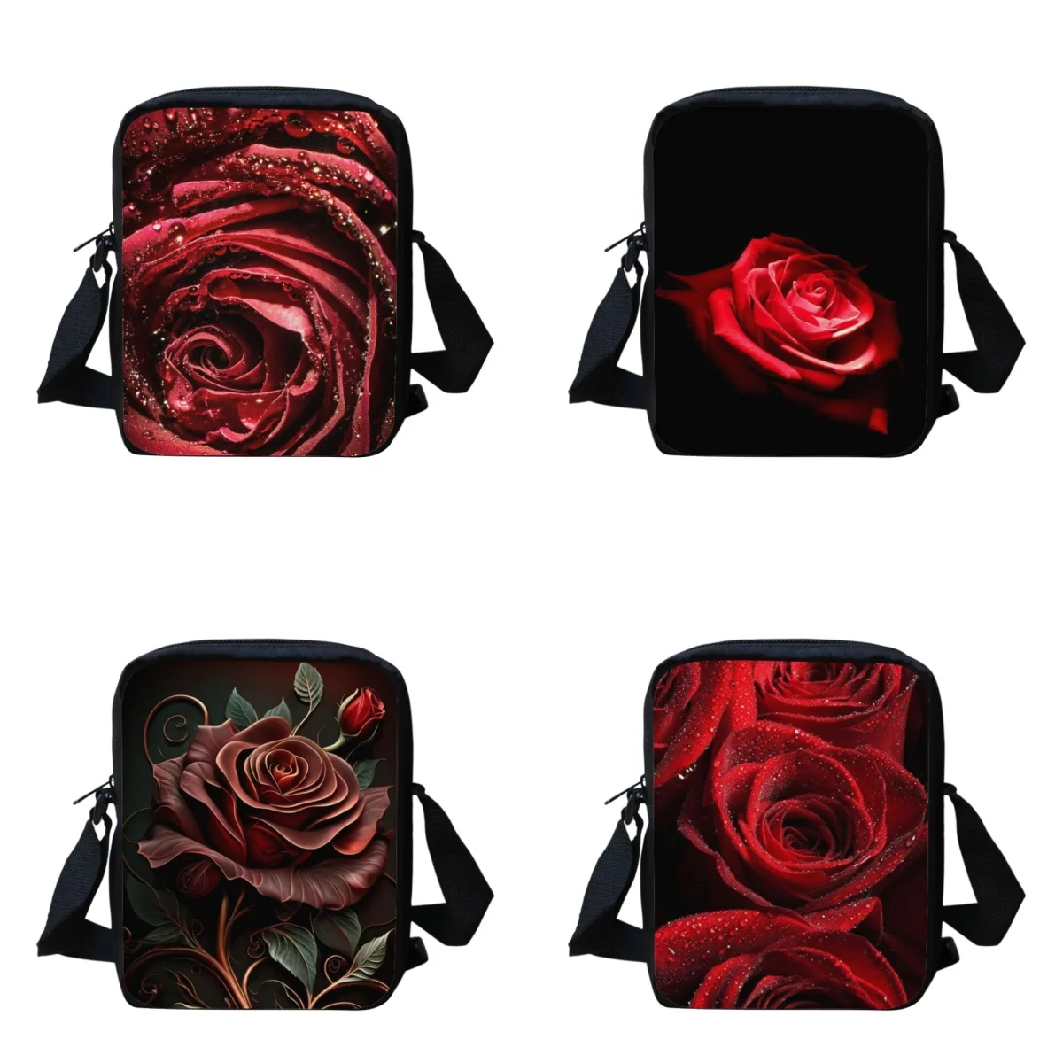 

BELIDOME Red Rose Design Women Handbags Girls Portabole Small Messenger Bags Casual Cross Body Bags Camping Female Tote Bags