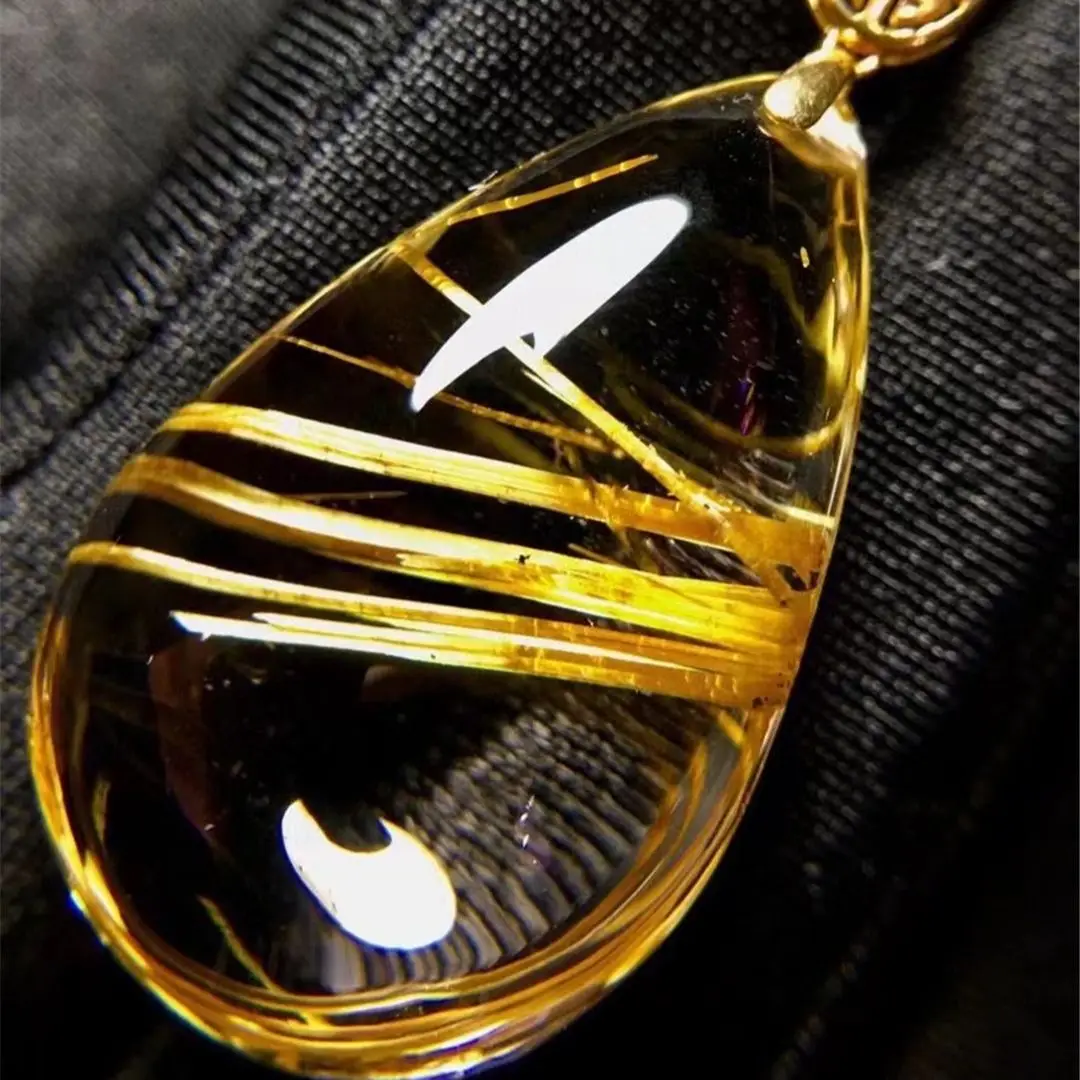 

Кулон кварцевый рутилированный из натурального золота для женщин и мужчин, подарок на восстановление богатства, энергетические кристаллы, бусины 31x20x11 мм, ювелирное изделие из 18-каратного золота AAAAA