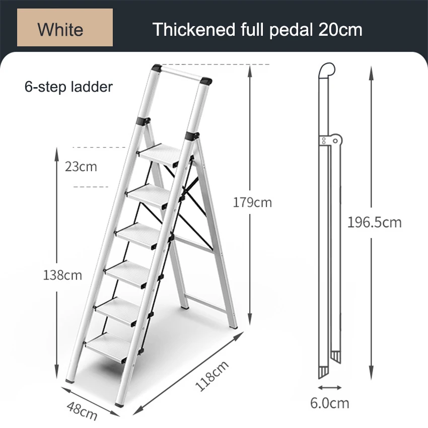 Multifunctional Telescopic Aluminum Alloy Ladder Lightweight 6-Step Ladder 150KG Bearing Home Folding Ladder Herringbone Ladder