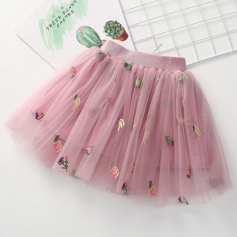 2022 Summer New Infant Girls Floral Embroidered Mesh Tutu Skirt Kids Faldas Soft Tulle Miniskirt for Girls Dance Skirt 2-8T images - 6