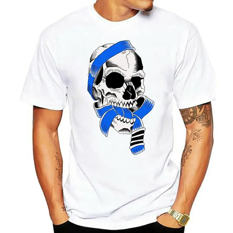

2022 summer style Fashion Tshirt - Brazillian Jiu-jitsu Skull with BJJ Blue belt Tee shirt