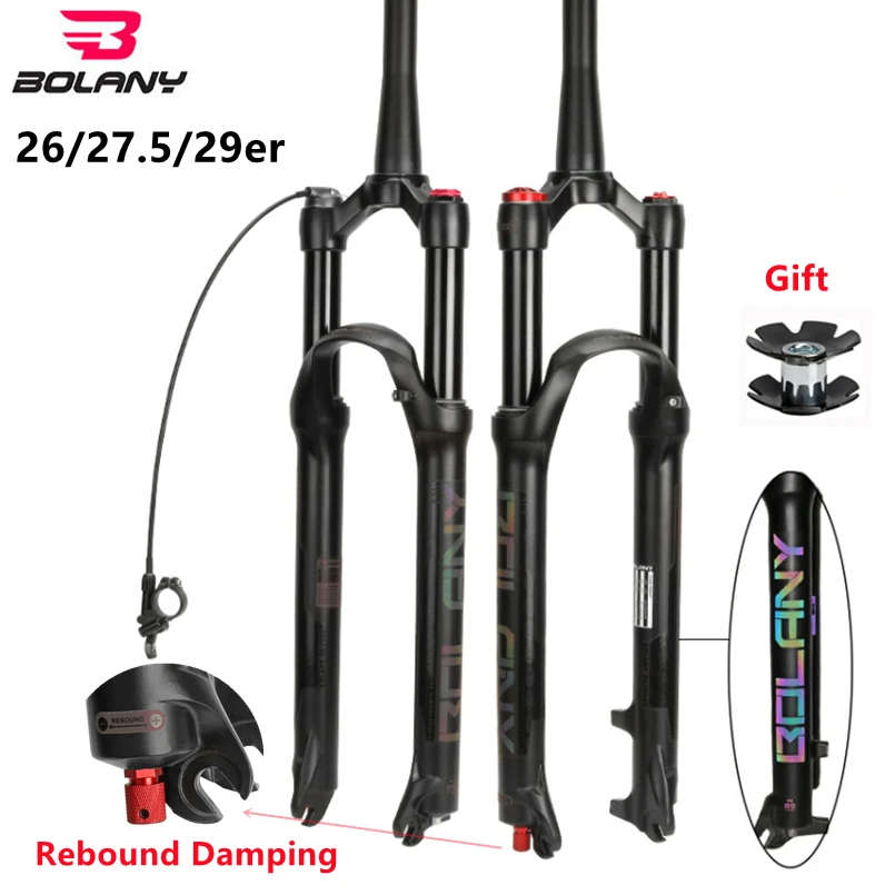 

BOLANY MTB Fork 29 27.5 26 Inch Bicycle Suspension Fork 120mm Travel Quick Release Mountain Bike Air Fork Damping Rebound Adjust