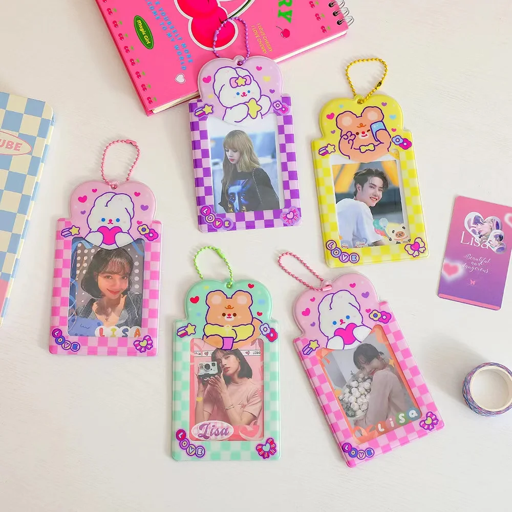 

Cartoon animal Kpop Photocards Card Holder Stationery With Chain Cute Protector Picture Storage Case Card Holder Collect Book