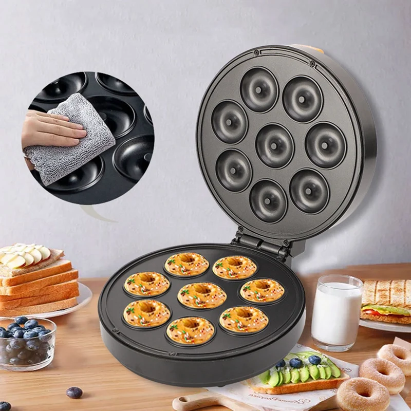 

Electric Mini Donut Waffles Cakes Maker Machine Non-Stick Coated Breakfast Snacks Desserts Kitchen