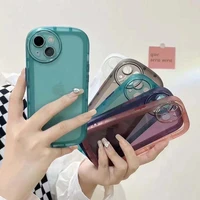 fashion transparent soft silicone circular lens shock protection case for iphone 13 12 11 pro max x xr xs clear colorful cover