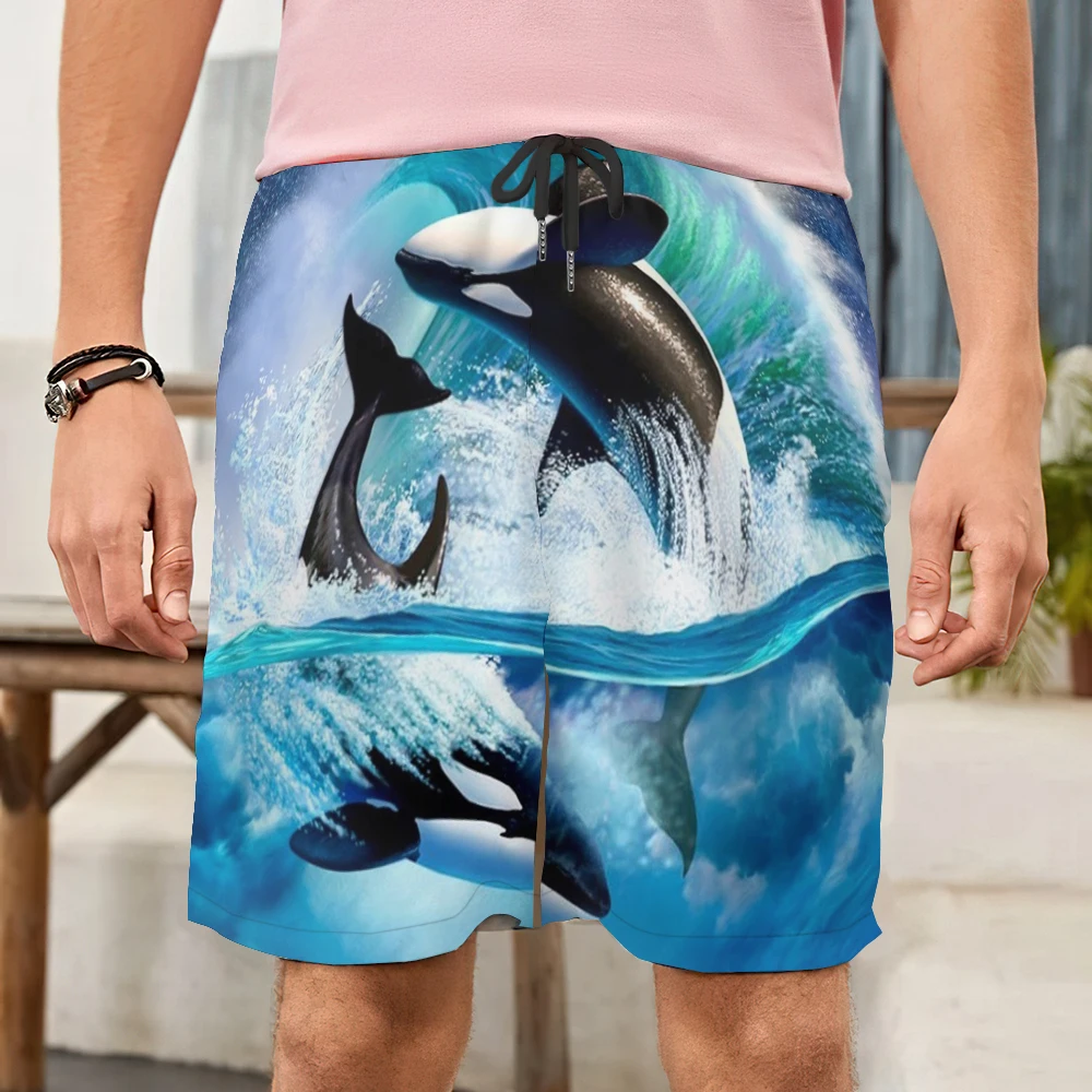 2020 New Ocean Killer Whale 3D Printing Trend Casual Loose Adult Men's and Women's Beach Pants Casual Fashion Shorts