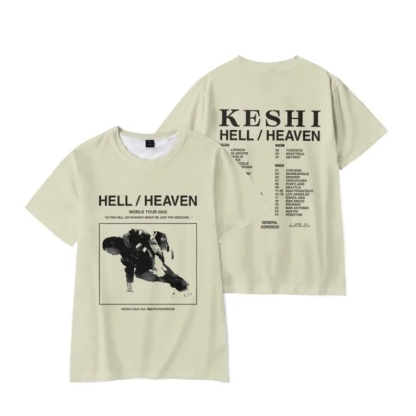 

Keshi Hell/Heaven World Tour 3D Print T Shirt Women Men Summer Tees Fashion O-neck Short Sleeve Funny Shirt Graphic Streetwear