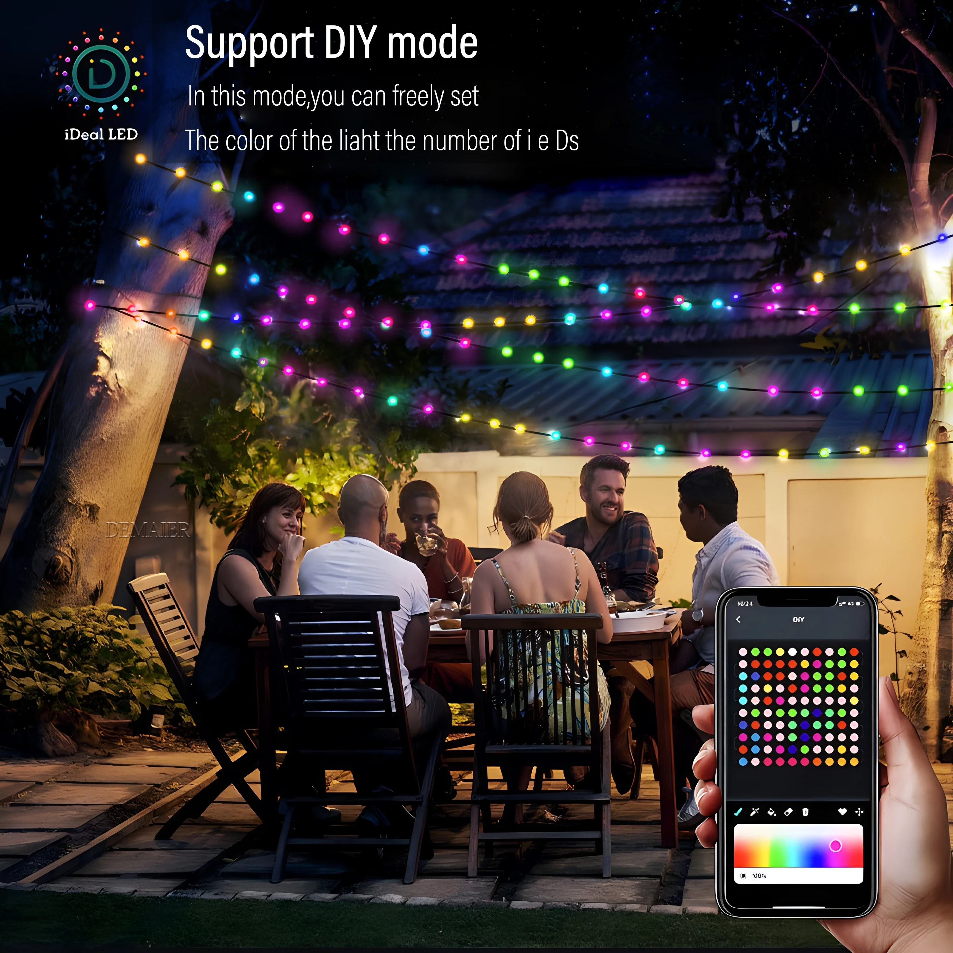 USB Рождественский светильник WS2812B Pixels RGBIC Fairy String Music Dream Color DC5V Светодиодная