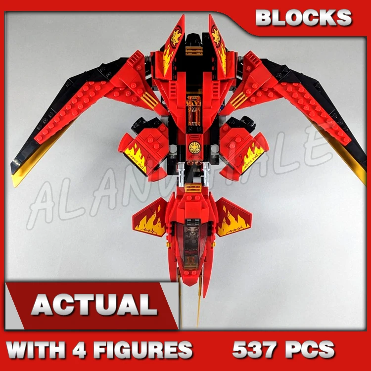 

537 шт. строительные блоки Lego Kai Fighter Red Jet Nindroid Warrior Shooter 11553, игрушки, подарки, совместимы с моделью