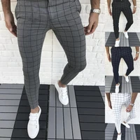 2022 fashion hot new men smart plaid casual pencil pants men clothing thin mid waist jogger business trousers streetwear