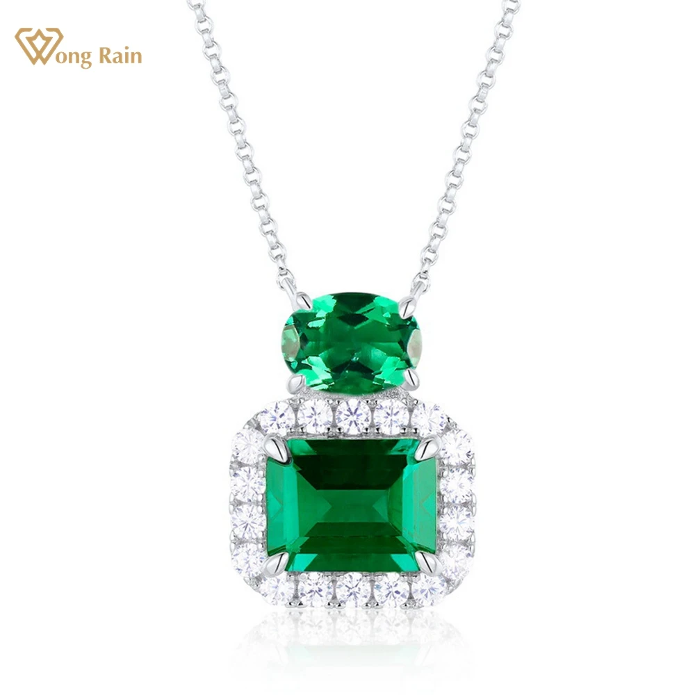 

Wong Rain, винтажное, 100% Стерлинговое Серебро 925 пробы, 2,6 карат, изумруд, драгоценный камень, изящный кулон, ожерелье для женщин, ювелирные изделия, вечерние, подарки, оптовая продажа