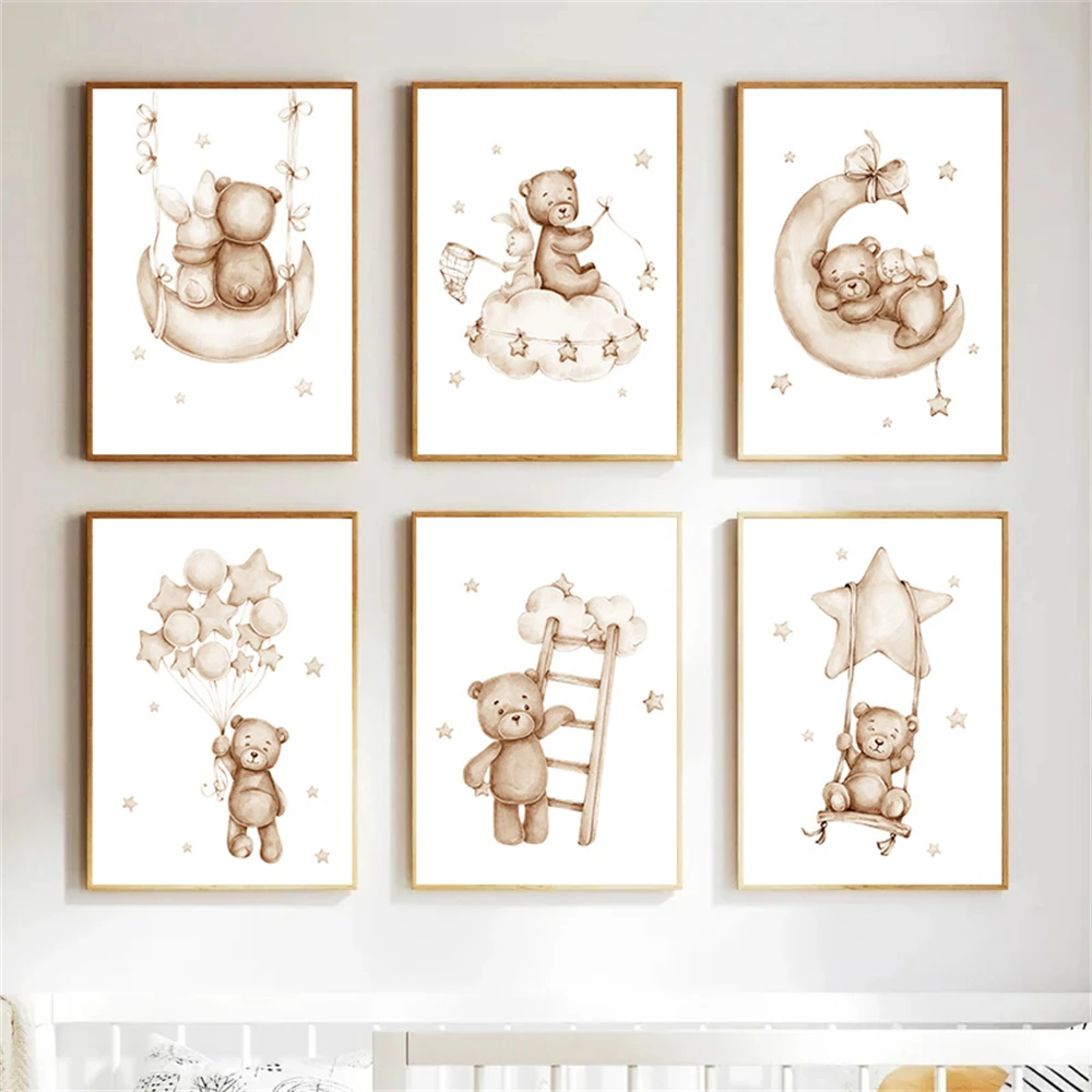 Настенный принт &quotЗвездное облако луна кролик медведь&quot ARDOR