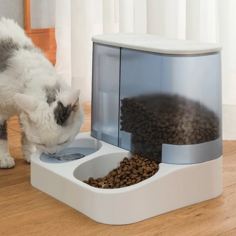 

Pet Cat Automatic Feeder Large Capacity Dog Puppy Food Dispenser Water Food Dual Bowl Drinking Feeders 2 Bowls For Cats Dogs