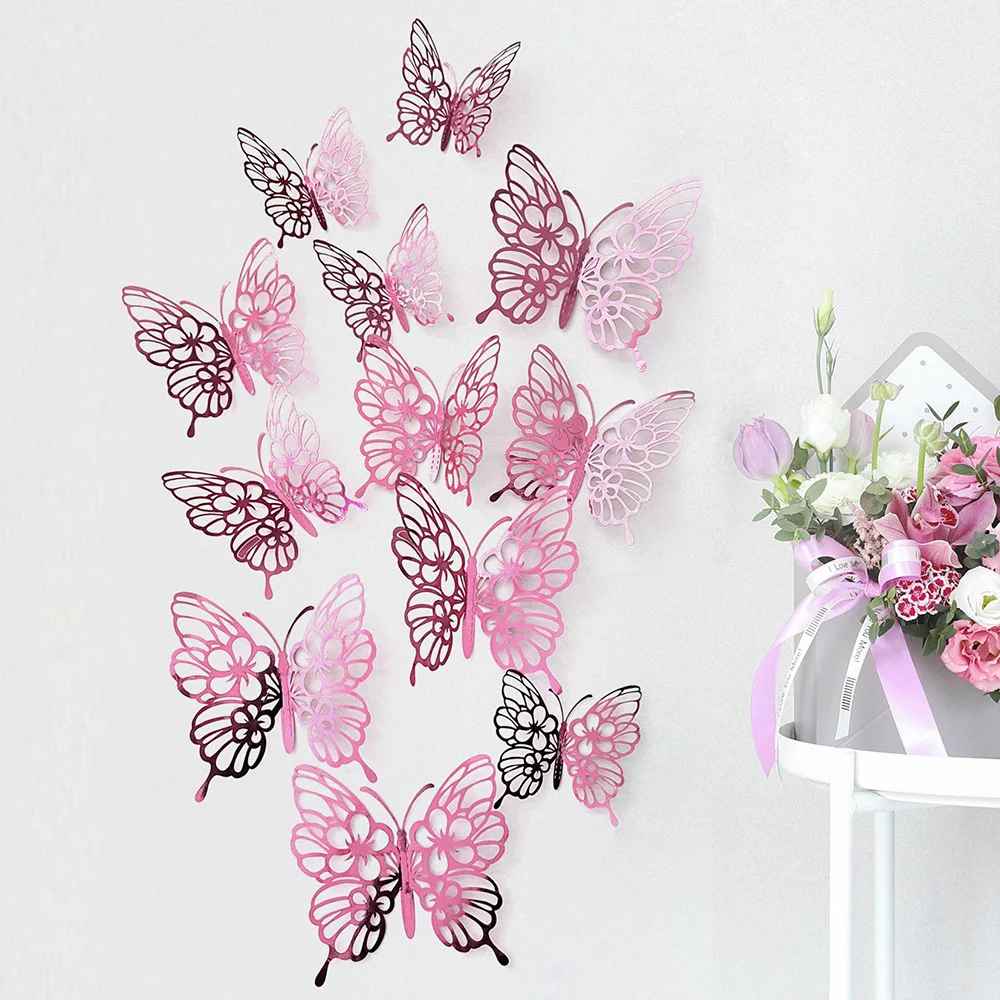 

Золотые 3D наклейки на стену с бабочками