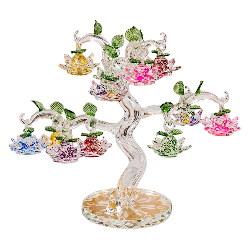 

Crystal Lotus Tree Ornaments Fengshui Miniature Figurine Home Decorations Crafts Gifts