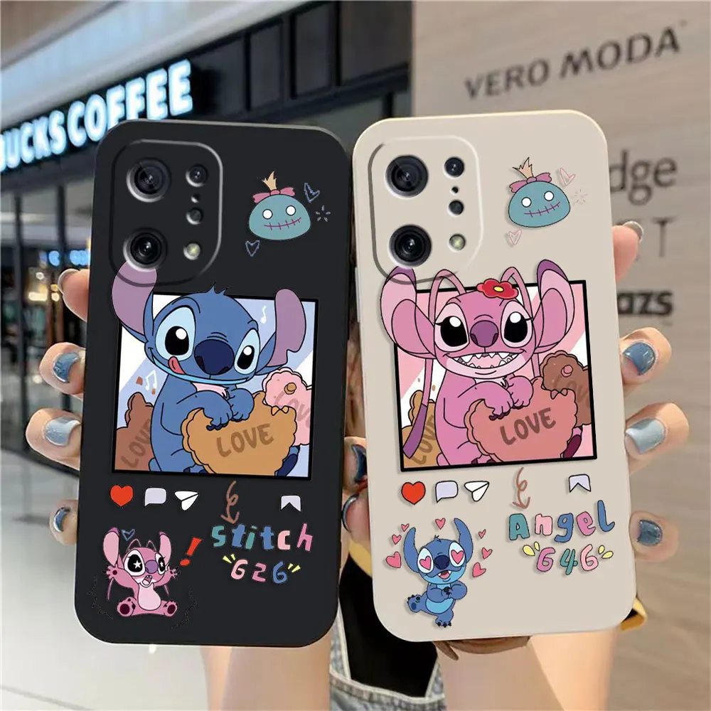 

Case For OPPO FIND X6 X3 REALME X7 X50 RENO 2 4Z 4 6 Lite 5Z 5F 4G 5G PRO Liquid Silicone Case Cartoon Lilo & Stitch Angel