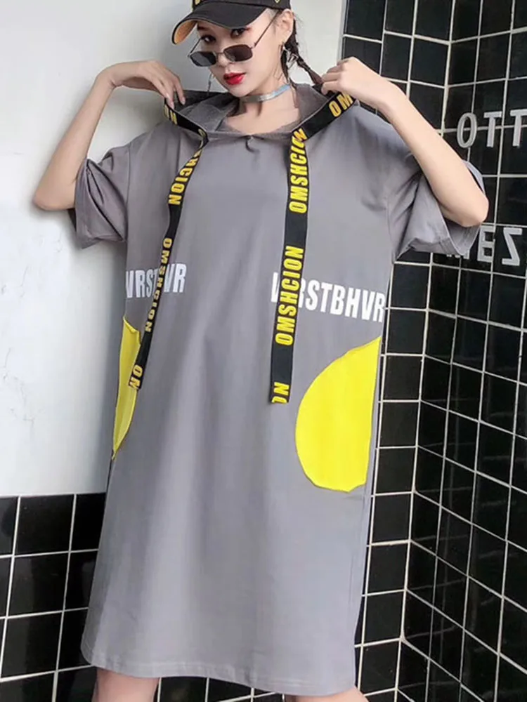 XITAO Print Letter Pleated Dress Fashion  Pattern 2020 Spring Elegant Mesh Patchwork Small Fresh Casual Dress XJ4418