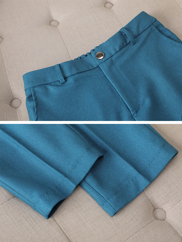 2023 Chic Women 2 Piece Set Purple Blue Jacket Trouser Female Business Work Wear Ladies Formal Blazer and Pant Suit