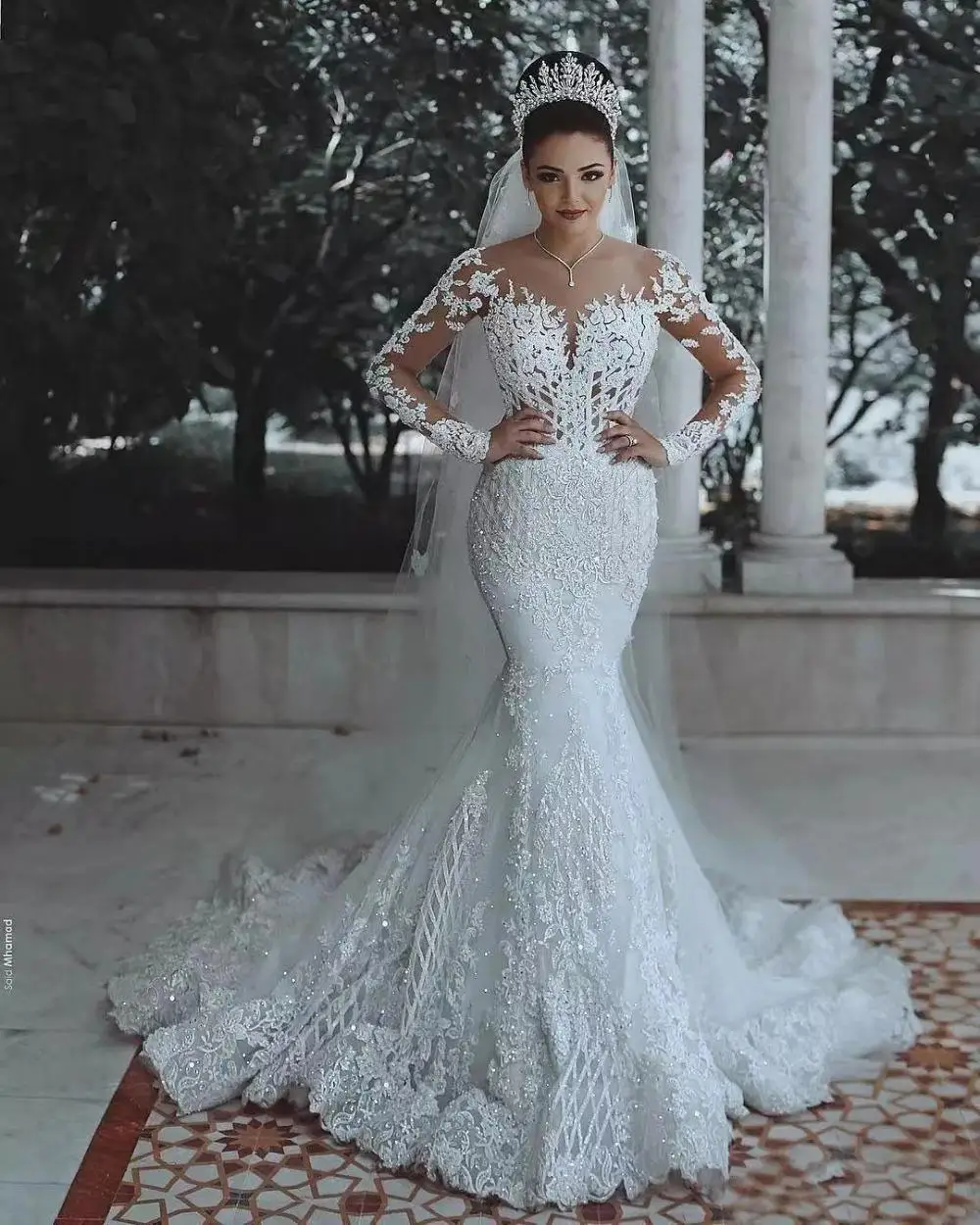 

Turkey Luxury Wedding Dresses Long Sleeve Mermaid 2023 Illusion Lace Applique Beaded Sweetheart Sexy Princess Bride Gowns Mexico