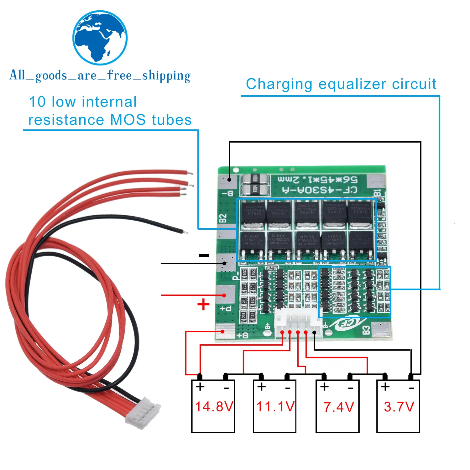 

Аккумуляторные блоки Li-ion 18650 TZT 4S 30A 14.8V