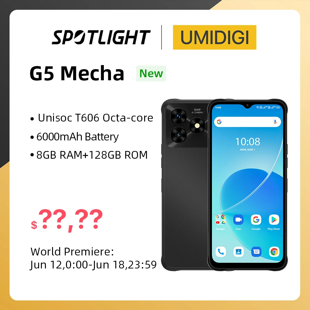 

Смартфон UMIDIGI G5 Mecha, 6,6 дюйма, 8 + 128 ГБ, камера 50 МП, 6000 мА · ч, 90 Гц