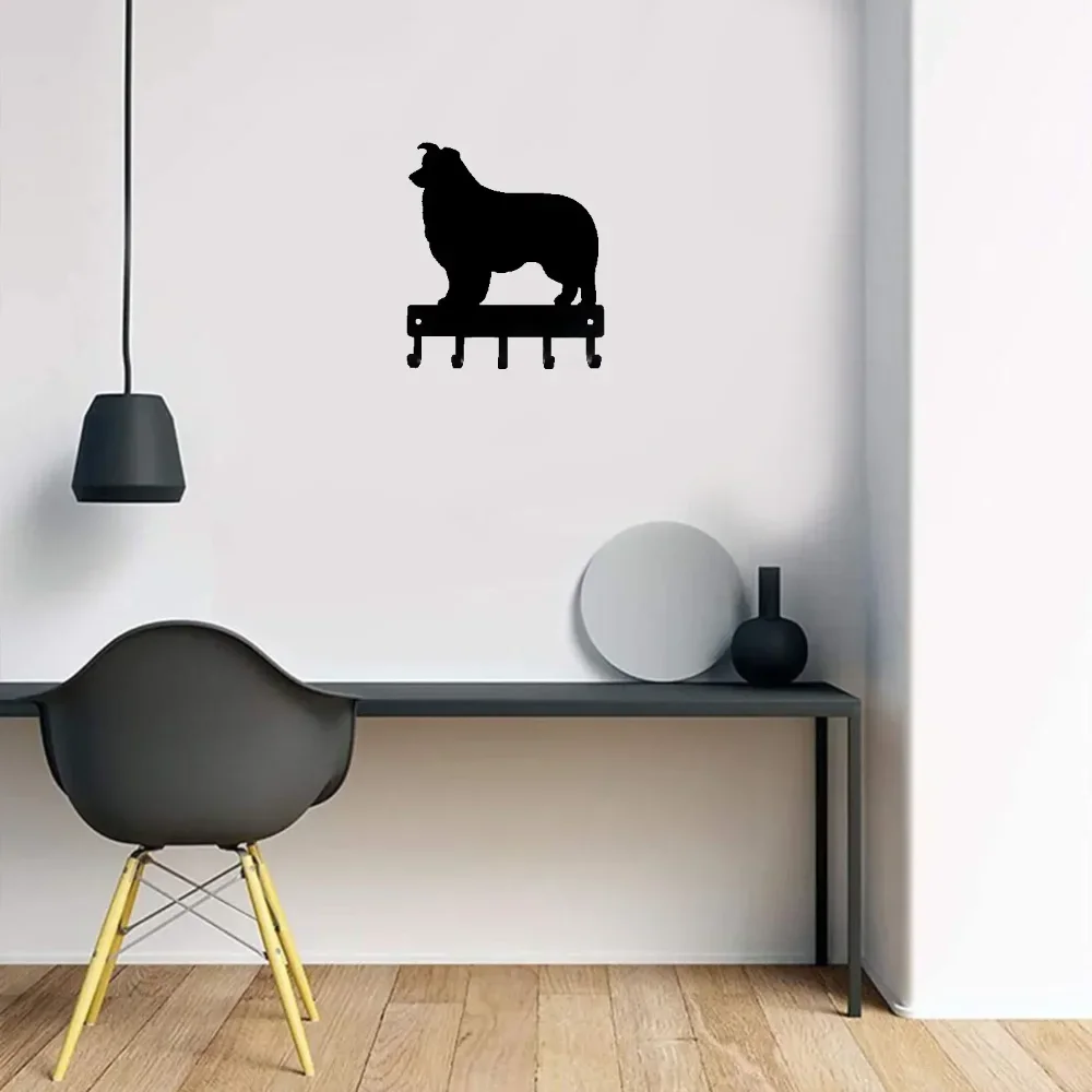 1 Шт. Настенный Железный Держатель Для Ключей С Дизайном Собаки Бордер-колли