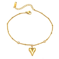women elegant heart charm anklets gold color stainless steel satellite chainbeach summer holiday barefoot gift