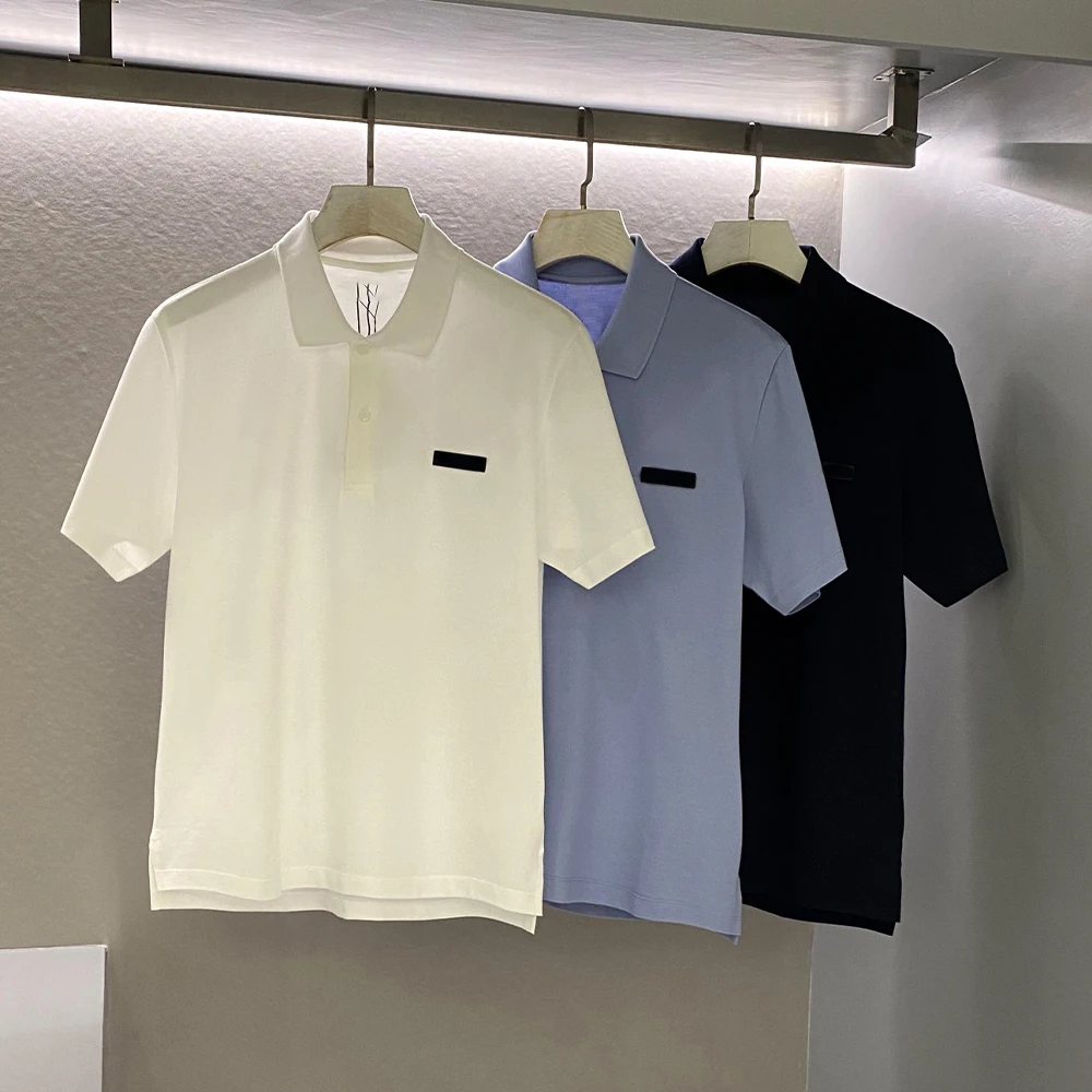 Мужская Летняя хлопковая Однотонная рубашка-поло NIGO Ngvp # nigo8651 с круглым вырезом и