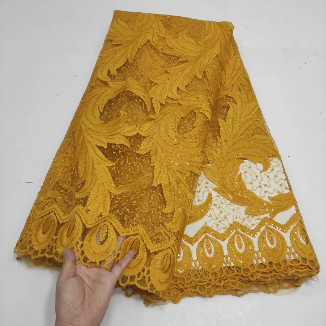 

Золотое кружево, африканский тюль, кружевная ткань, 5 ярдов, французская вышивка, сетка, кружево с блестками для нигерийских свадебных платьев Birdal