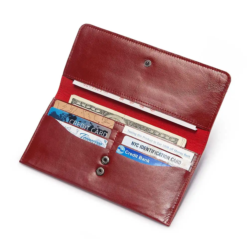 KAVIS Модный женский длинный кошелек из натуральной кожи красные женские клатчи