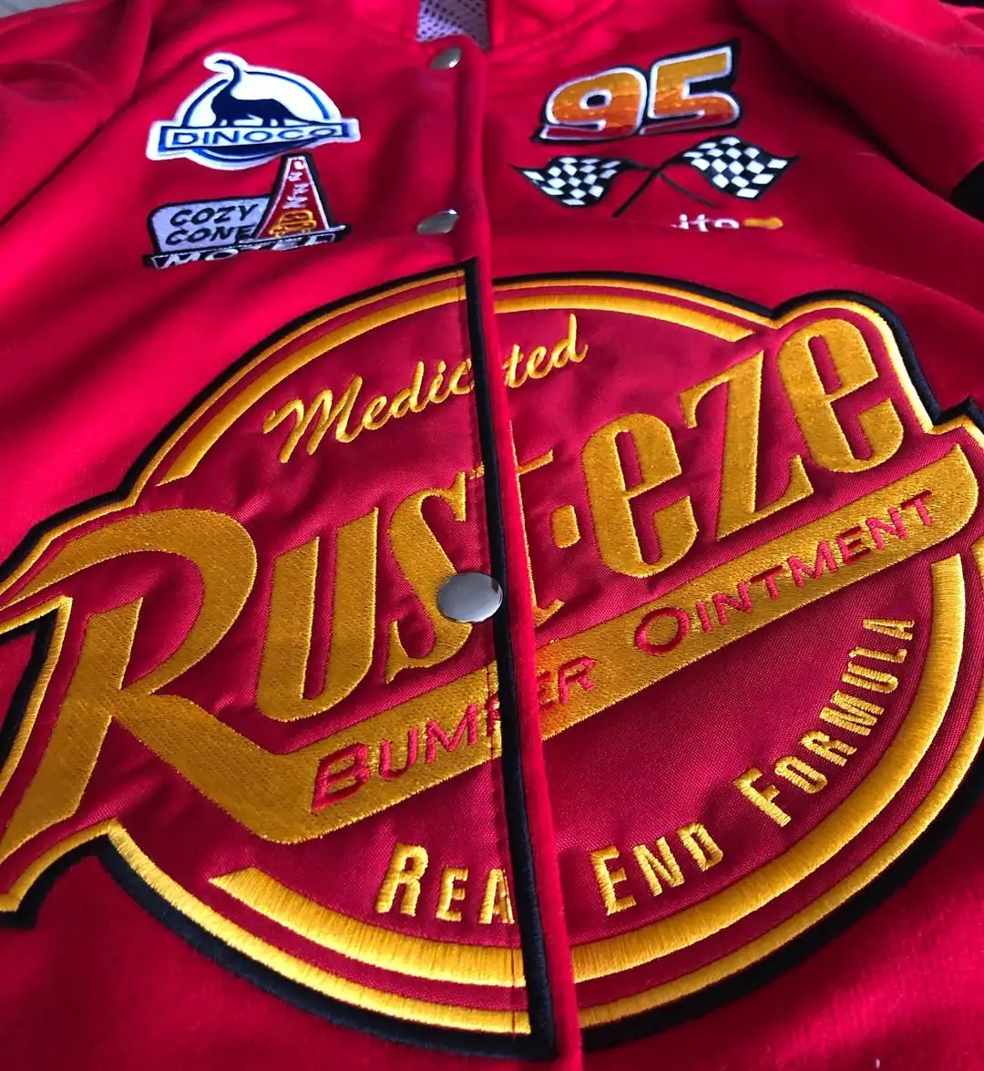 Куртка-бомбер Y2K Red Flame Lightning Mai 95 Racing Pilot унисекс с ретро-принтом Rusteze, мотоциклетная, в стиле хип-хоп, уличная (art.: 3920dca4b4cb0) - 3920dca4b4cb0