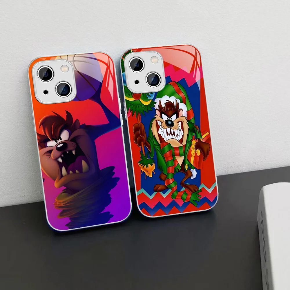 Cartoon T-Taz-Manias T-Tasmanians Phone Case Tempered Glass For Iphone 14 13 12 11 Pro Mini XS MAX 14Plus X XR Fundas