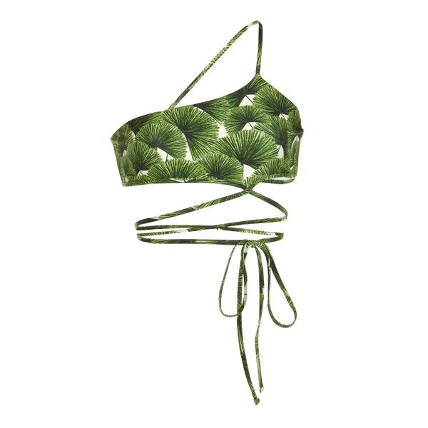 Fashion Green Bikini Women's High Waisted Swimsuit with Cover Up Sexy Two Pieces the Shoulder Swimwear Female Beachwear Backless