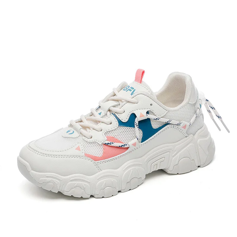 Women's Chunky Sneakers 2022 Fashion Increased Ladies Platform Shoes Lace Up Breathable Vulcanize Shoes Female Designer Trainers