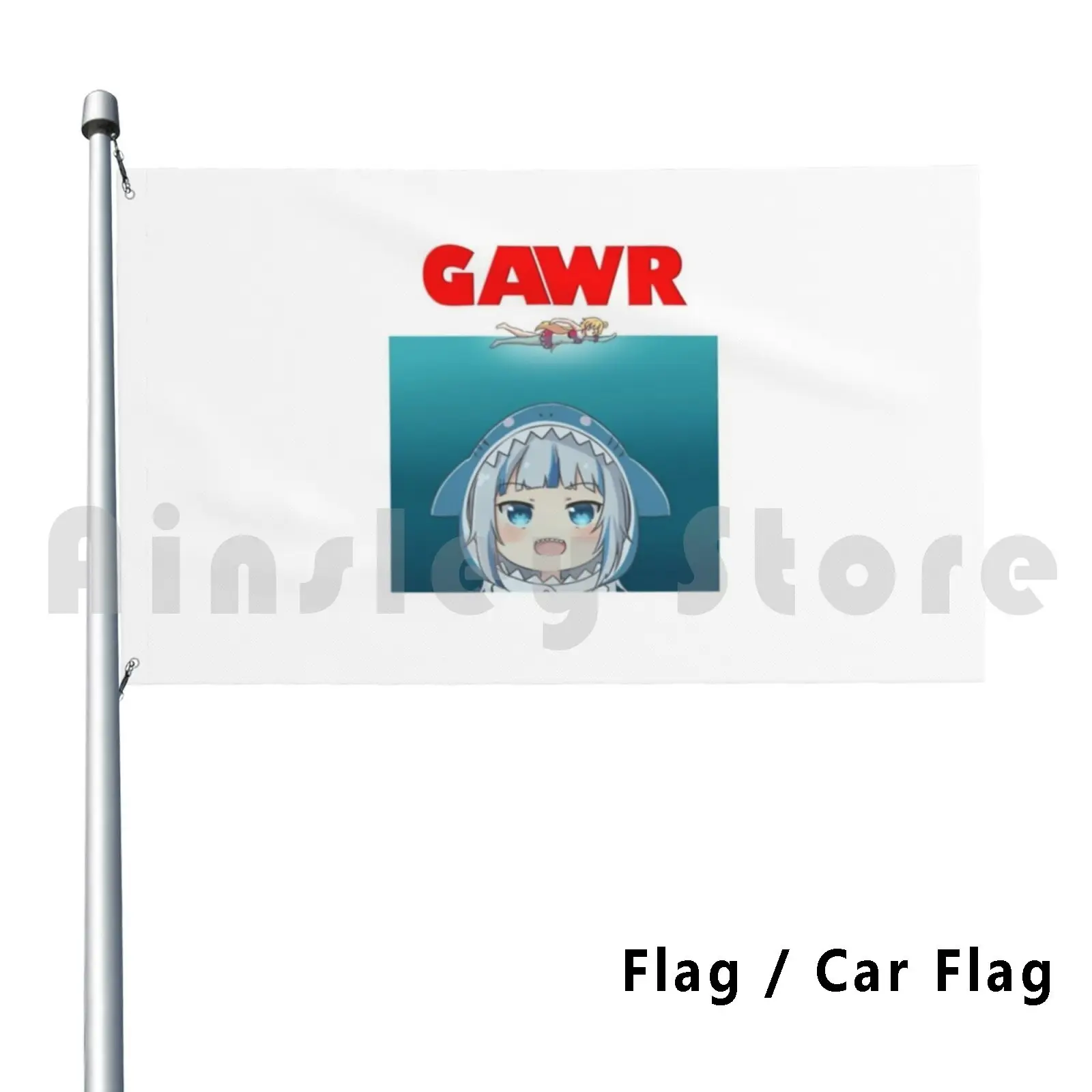 

Hololive En-Gawr Gura Parody Outdoor Decor Flag Car Flag Gawr Gura Vtuber Hololive Gawr Gura Virtual Youtuber Anime Shark