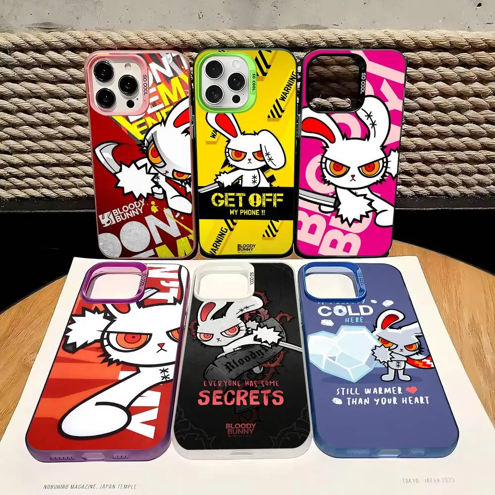 Фото Чехол для телефона Anime B-Bloody Bunny для iPhone 17 16 15 14 11 12 13 Pro Max Plus Pro, цветной, серебристый №4