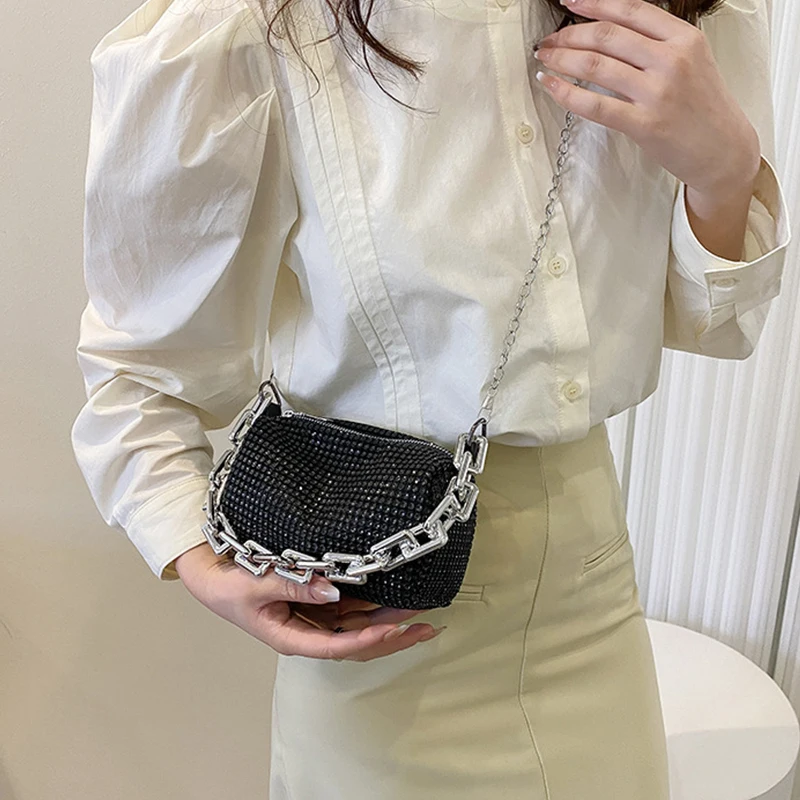 Bling Diamond Design Small Crossbody Messenger Bags for Women 2023 Summer Trend Luxury Fashion Travel Shoulder Handbags Purses